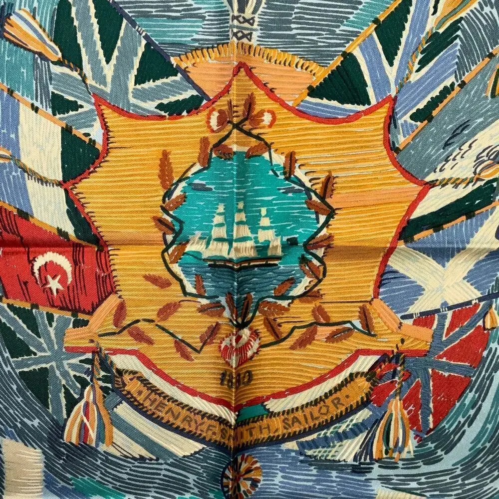 Hermes Scarf  Henry F. Smith Sailor 90cm 100% Silk Square Scarf - Picture 8 of 15